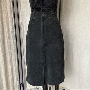 Bagatelle Genuine Suede MIDI Black Straight Skirt